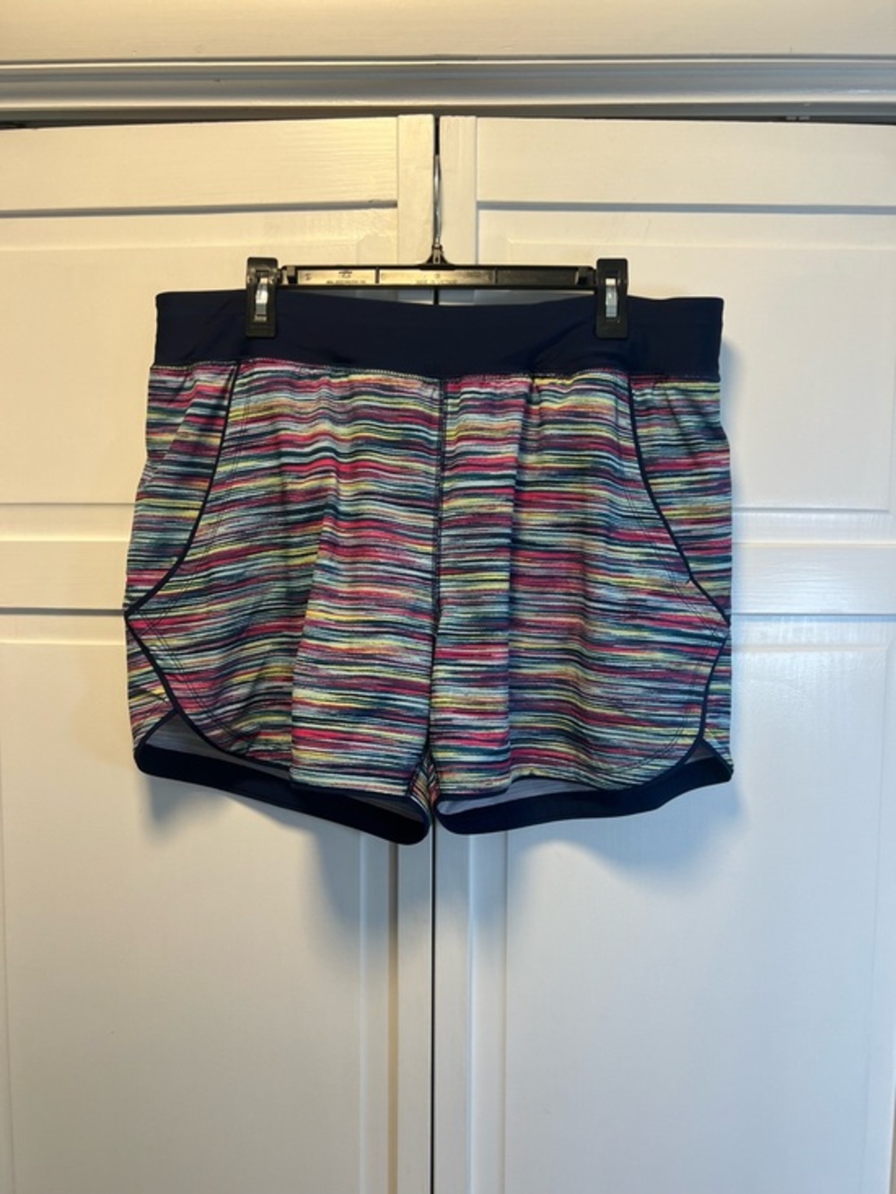 Lands’ End Quick Dry Multicolor Stripe Print Swim Shorts With Built In Brief